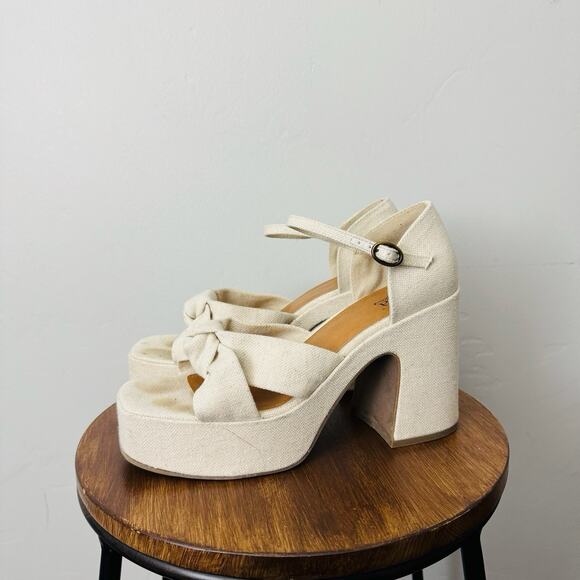 Ana Cream Platform Sandals With Bow Women’s Size 8.5 - Picture 1 of 10